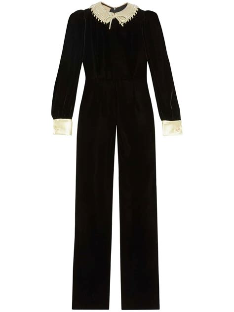 gucci velvet jumpsuit|Gucci denim jumpsuit.